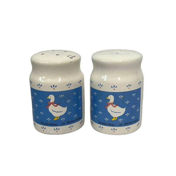 Vintage Ceramic Salt & Pepper Shaker Set Duck Goose Blue Country W.A. 1987 - Picture 1 of 5